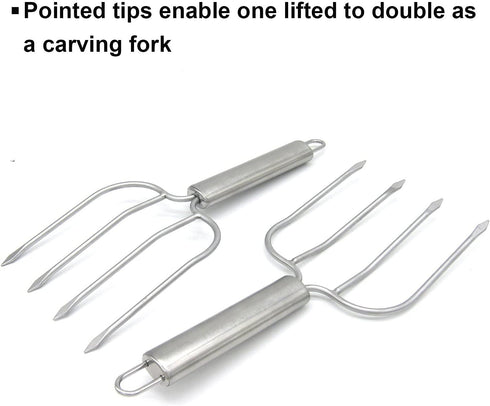 KAYCROWN Stainless Steel Turkey & Roast Lifters, Set of 2 - Turkey and Poultry Lifters Roaster Poultry Forks Great for Thanksgiving, Transfer Turk...