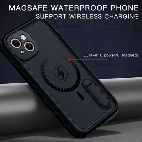 Compatible with iPhone 13 Waterproof Case, Magnetic Case Work with MagSafe Charging, Full Body Rugged Case with Built-in Screen Protector Military...