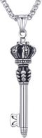 MOO&LEE Mens Stainless Steel Crown Key Pendant Necklace with 24 Inches Link Chain...