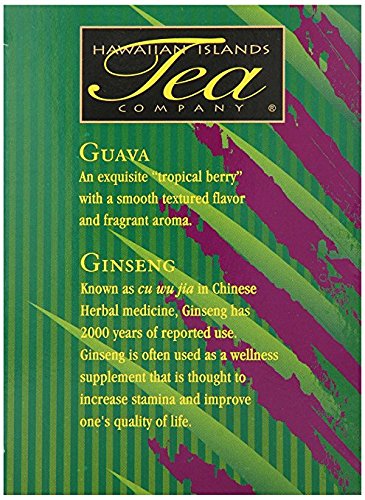 Hawaiian Islands Tea Company Guava Ginseng Green Tea, All Natural - 20 Teabags (1 Box)...