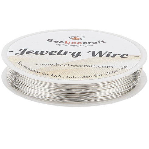 Beebeecraft 98.43 Feet Silver Jewelry Wire 22 Gauge 0.6mm 925 Sterling Silver Plated Copper Wire Dead Soft Round Beading Wire for Jewelry Making S...