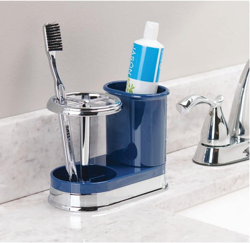 mDesign Decorative Bathroom Dental Storage Organizer Holder Stand for Electric Spin Toothbrush/Toothpaste - Compact Design for Countertop and Vani...
