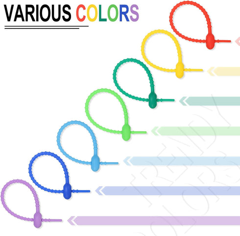 MECCANIXITY 15 Pack Silicone Cable Ties 8.5 Inch Reusable Zip Ties Silicone Twist Ties for Home Office Kitchen Organizer Food Bag Cord Key Managem...