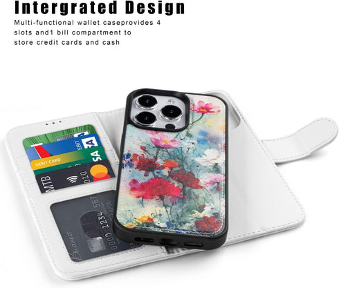 LUMARKE Designed for iPhone 15 Pro Wallet Case - Detachable Flip Folio Cover - RFID Blocking 4 Card Slots Holder - Leather Magnetic Kickstand - Pr...