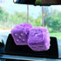 Pair of Retro Square, 3 inch Fuzzy Plush Dice with Dots, Car Mirror Hanging Decoration, Auto Rearview Mirror Ornament, Car Interior Accessories (P...