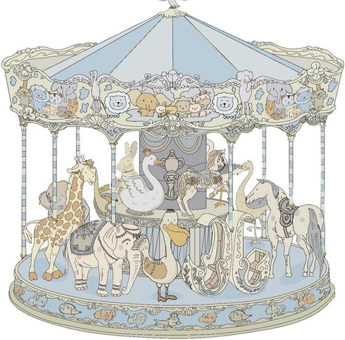 HGHG New Carousel Swaddles Soft Baby Muslin Swaddle Blanket (carousel blue)...