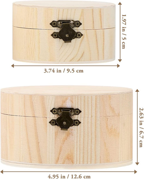 DOITOOL Round Wood Box, Wooden Box with Hinged Lid, Wooden Storage Box, Wood Jewelry Box, Wood Box for DIY Crafts Home Storage (1pc Small size and...