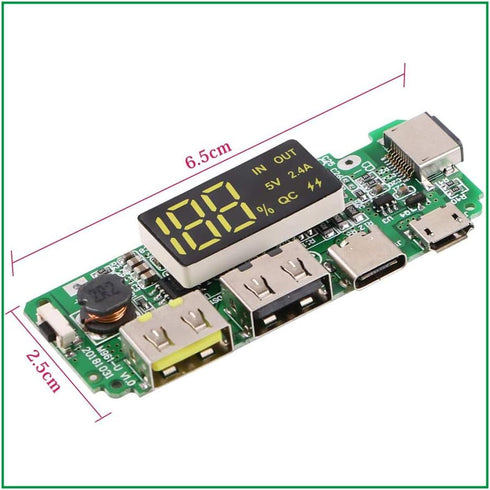1Pcs 18650 Charger Board Lithium Battery Charging Module Dual USB 5V 2.4A MiniType-C Power Bank Module DIY with Overcharge Overdischarge Short Cir...