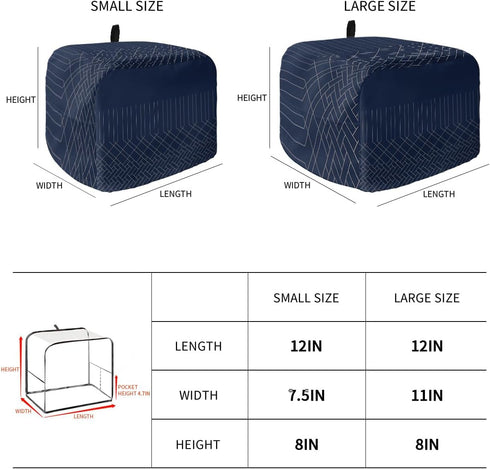 Navy Blue White Geometric Toaster Cover 4 Slice, Large Kitchen Appliance Covers, Modern Herringbone Abstract Art Toaster Oven Cover with Loop, Bre...
