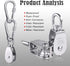 2pcs M25 Single Pulley Block with 3pcs Spring Snap Hook Carabiner, Heavy Duty 304 Stainless Steel Pulley Roller & 3'' Spring snap Hooks, Pully Cra...