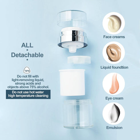 1.7oz Airless Pump Jar Refillable Moisturizer Pump Dispenser Cream Jar Vacuum Bottle Travel Moisturizer Container for Thick Moisturizer, Skincare ...