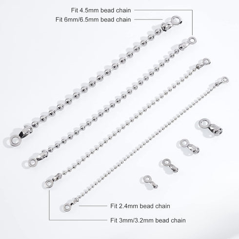 NBEADS 70 Pcs Ball Chain Pull Loop Connectors, Fit for 2.4mm/3mm/4.5mm/6mm Real 304 Stainless Steel Ball Chain Ceiling Fan Lamp Pull Loop Chain Co...