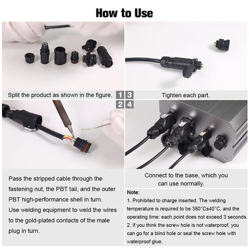 8 Pin Waterproof Connector, Industrial Solder Connector, Aviation Wire Connector for Industrial, Power, Car, and Other Indoor/Outdoor Male and Fem...