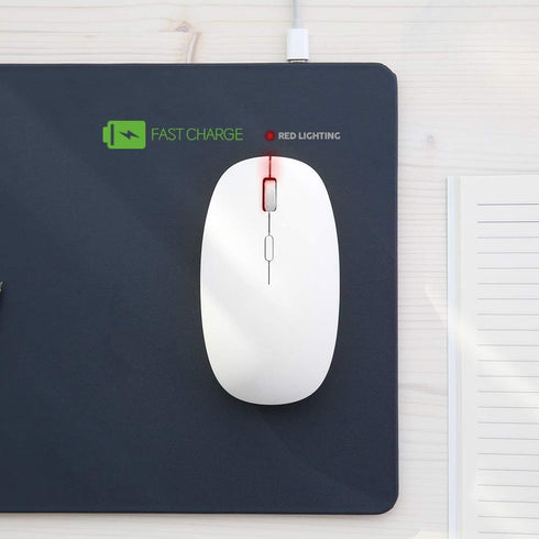 POUT - H4 Qi Wireless Charging Rechargeable Wireless Mouse - for Desk Works w/Wireless Chargers - Ambidextrous/Silent/Optical (White)...