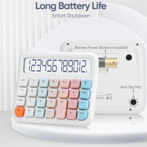 Standard Function Desktop Calculator,Powered by Batteries(Included),12 Digit Large LCD Display,Big Buttons Easy to Press,Automatic Sleep,for Offic...