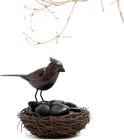 Decorative Small Nostalgia Style Cute Bird Art Iron Sculpture Figurine Home & Office & Garden Decoration, Rust/Brown (Cardinal Bird)...