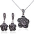 Vintage Black Crystal Geometric Rose Flower Necklace Earrings Fashion Jewelry Sets Christmas Day Gifts...