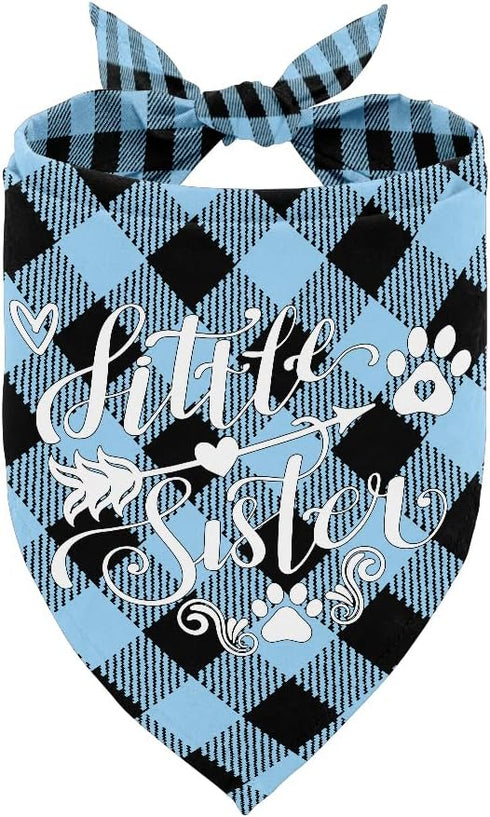 Dog Bandana, Little Sister Dog Bandana, Dog Scarf Classical Plaid Printing, Dog Scarf Accessories, Dog Bandana Pet Scarf, Pet Baby Announcement Sc...