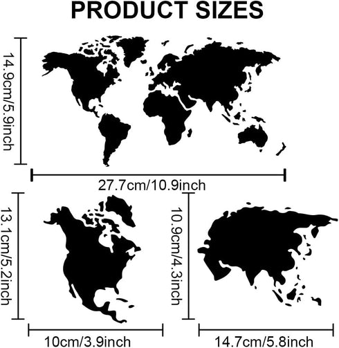 2pcs World Map Stencil Globe Stencil 11.8×11.8inch with Paint Brush Reusable World Travel Stencils for Craft Art Projects Walls Furniture Home Dec...
