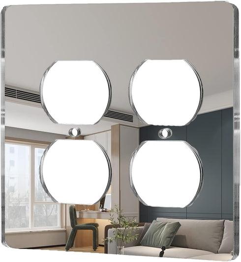 1 Pcs Mirror Outlet Covers Durable Light Switch Plates Acrylic Mirrored Double Gang Wall Plate Decorative Wall Outlet Cover Wall Plates For Electr...
