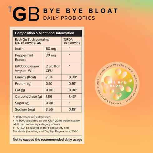 Bye Bye Bloat Powder|Helps with Bloating, Gas & Heartburn | 30 Days Pack...