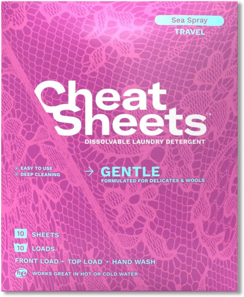 Laundry Detergent Sheets Gentle Travel Packs Sea Spray - 10 Sheets (10 Loads) - Travel Friendly - Liquidless and Powderless - Eco-Friendly - Formu...