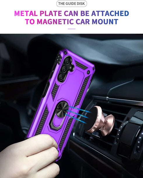 Galaxy A13 5G & A04s Purple Case: Military-Grade, Car Mount, Ring Stand, HD Screen Protector, Shockproof...