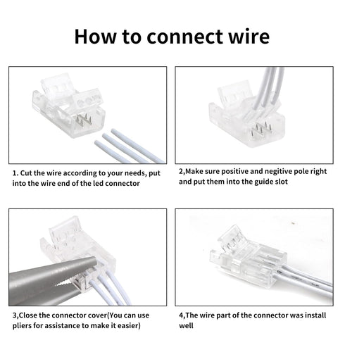 RGBZONE 10Pcs ???????? ?????? ?????? ?????????? ???? ???????? ???????????????????? and 32.8ft 3Pin LED Extension Wire for 8mm Wide IP20/IP65 WS281...