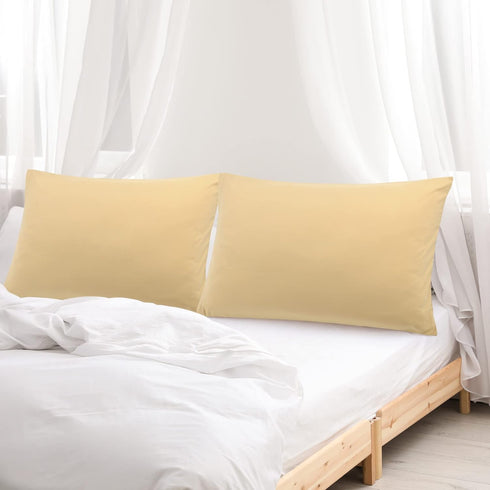 uxcell 2 Pack Pillow Cases Soft 1800 Series Microfiber Pillowcases Set with Zipper King(20"x36") Gold...