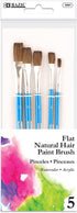 BAZIC Paint Brushes Set Flat Natural Hair Brush, Paintbrushes for Acrylic Oil Watercolor Gouache Art Painting (5/Pack), 1-Pack...