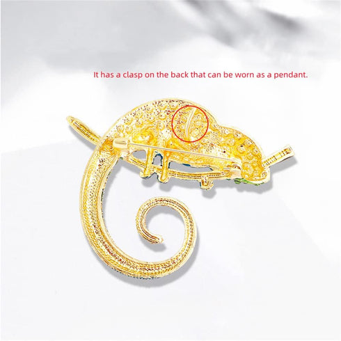 Rhinestone Chameleon Brooch Pin for Women Girls Fashion Exquisite Big Green Purple Colorful Crystal Animal Lizard Brooches Lapel Pins Dress Access...