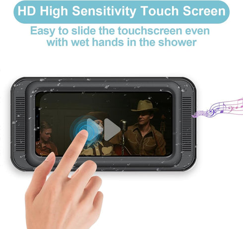Waterproof Shower Phone Holder with 480° Rotation, Anti Fog High Sensitivity Phone Case Mount Box for Bathroom Wall, Mirror, Bathtub, and Kitchen,...