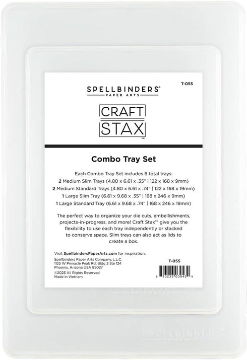 Spellbinders [ Stackable Medium & Large Set (3 Trays, 3 Lids) Craft STAX Storage, Clear...