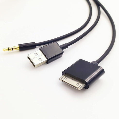 30 Pin to AUX USB, 30 Pin Charger Dock to 3.5mm Car AUX Audio USB Charger Cable Data Sync Transfer & Charging for Phone 3G 4G Pod Touch (Black)......