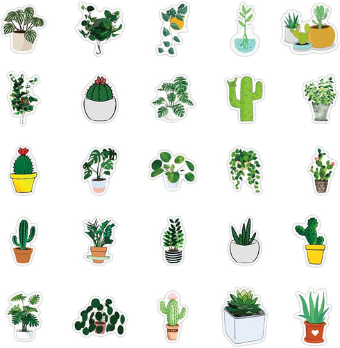 Cute Cartoon Plant Potted Stickers 100 Pcs Trendy Style Stickers Laptop Stickers Pack Cool Sticker for Pad MacBook Car Snowboard Bicycle Luggage W...