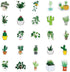 Cute Cartoon Plant Potted Stickers 100 Pcs Trendy Style Stickers Laptop Stickers Pack Cool Sticker for Pad MacBook Car Snowboard Bicycle Luggage W...