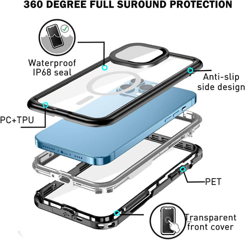 AICase Waterproof Case for iPhone 13 Pro max(6.7") with MagSafe Support Snowproof,Dustproof and Shockproof,IP68 Certified Full Body Protection Ful...