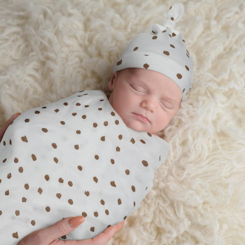 Baby Swaddle Blankets Set with Matching Hat and Drool Cloth Organic Cotton Muslin Blanket Soft Newborn Wrap Receive Blanket Photography Prop Large...