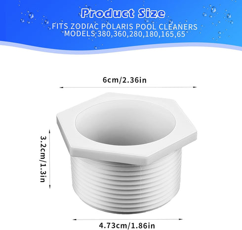 2 Pcs 6-500-00 Pool Cleaner Universal Wall Fitting (UWF) Connector Replacement Part Exact Fit for Zodiac Polaris 180 280 360 380 3900 Sport 480 Pr...