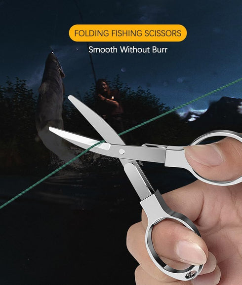 Folding Scissors,2 Pcs Keychain cissors, Safety Portable Travel Trip Scissors,Stainless Steel Telescopic Cutter Used for Home, Office, Fishing (Cr...