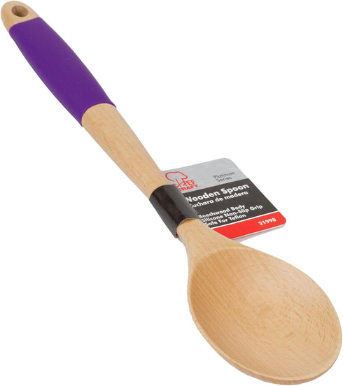 Chef Craft Purple Wooden Spoon with Silicone Handle...
