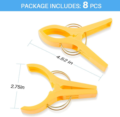 JABINCO Beach Towel Clips Chair Clips Towel Holder,Plastic Clothes Pegs Hanging Clip Clamps, Yellow,Blue,Green,red (Pack of 8)...