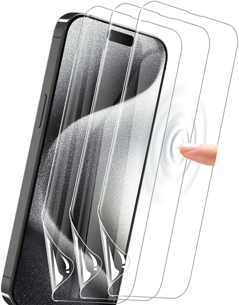 2Pack Upgraded Hydrogel Screen Protector For iPhone 15, Non-breakable Flexible TPU&Case Friendly Transparent Soft Protective Film (Not Tempered Gl...