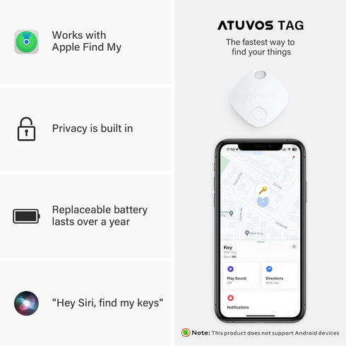 ATUVOS Smart Bluetooth Air Tracker 1 Pack, Keys Finder Works with Apple Find My (iOS only), Item Locator for Keys, Wallets, Bags, Luggage, Suitcas...