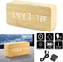 OCT17 Wooden Digital Alarm Clock, Wood Fashion Multi-Function LED Alarm Clock with USB Power Supply, Voice Control, Timer, Thermometer - Bamboo...