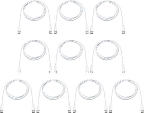 Smays USBC to USBC Cable Bulk 10-Pack 3ft White, Type C to Type C Charging Cable, 20W...