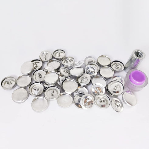 Cover Button Kit -Size24(5/8Inch)-Covered Buttons Tufting Buttons Kit DIY Fabric Cover Buttons with Wire Backs 100 Sets &Tool...