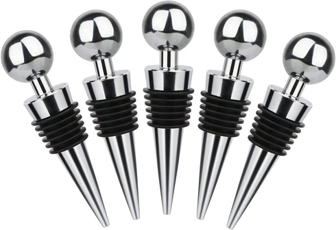5 Pcs Wine Stopper Bottle Stopper Wine Saver, Yimerlen Silicone Vacuum Wine Bottle Corks, Reusable Wine Stopper Used for Bar, Holiday Party Keep W...