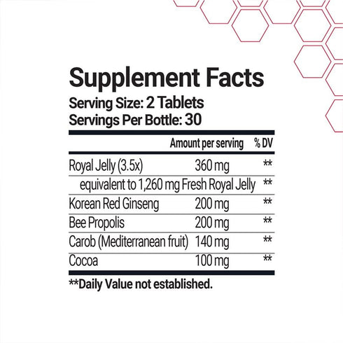 Bee and You Royal Jelly with Ginseng, Propolis Extract, 60ct, 100% Natural Superfood, Ultra Pure, Immune Support Supplement, Antioxidants, Keto, P...