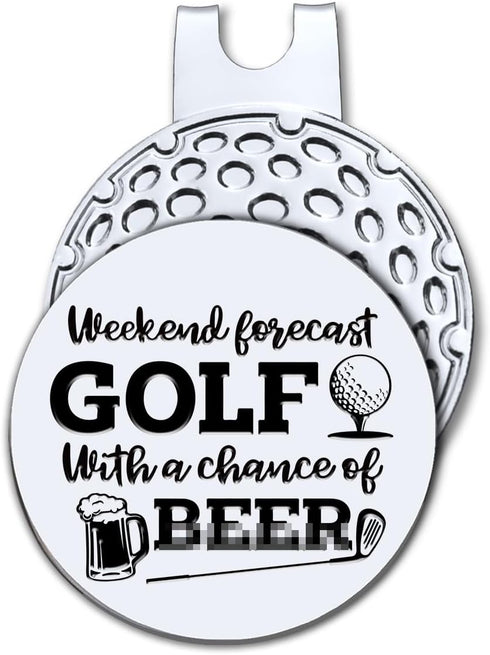Weekend Forecast Golf with A Chance Golf Ball Marker with Magnetic Hat Clip, Funny Golf Accessories and Golf Gifts for Men Women Dad Mom Grandpa, ...